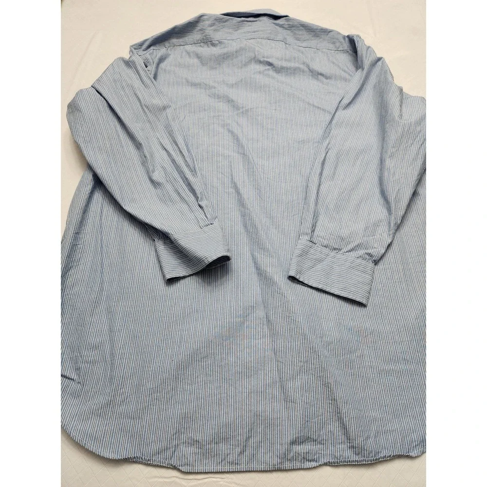 Polo Ralph Lauren Shirt‎ Mens 17.5 32 33 Blue White Stripe Alcott Tab Collar